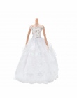 Biały Elegancki Handmade Ślub księżniczka Sukienka Dla Lalka Barbie Floral Doll Dress Odzież Odzież Wielu Warstwy Lalki Akcesori