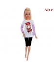 1 sztuk Handmade Moda Strój Krótka Sukienka Kreskówka Wzór T-shirt Legginsy Spodnie Akcesoria Ubrania Dla Lalka Barbie Zabawki