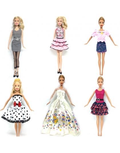 NK 6 Zestaw/partia Gorący Bubel Lalki Stroje Top Dress Party suknia Ubrania Dla lalek Barbie Doll Zabawki Dla Dzieci Najlepsze P