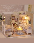 Doll House Meble Miniatura Diy Pył Pokrywa 3D Drewniane Miniaturas Domek Dla Lalek Zabawki dla Dzieci Prezenty Urodzinowe Kotek 