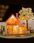 Śliczne Pokój Miniatura DIY Doll House Model Z 3D LED Meble Drewniany Domek Dla Lalek Handmade Prezenty Zabawki Dla Dzieci # E