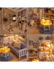 Nowy Dom dla Lalek Meble Zestawy DIY Drewna Meble Dollhouse miniaturowy z LED + + pokrywa Doll house pokój HB