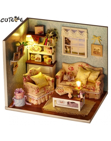 CUTEBEE Doll House Miniatura DIY Dollhouse W Meble Drewniany Dom Zabawki Dla Dzieci Prezent Urodzinowy H07