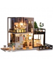 Montaż DIY Doll House Zabawki Drewniane Miniatura Domów Lalek Miniaturowy Domek Dla Lalek Zabawki Z Meble Kurz Pokrywa LED Preze