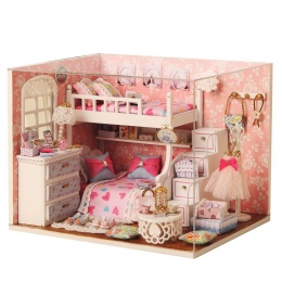 DIY Doll House Miniatura z Meble Kurz Pokrywa Drewniany Domek Dla Lalek Miniaturas Zabawki dla Dzieci Christmas Gift Nowy H6