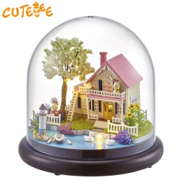 CUTEBEE Doll House Miniatura DIY Dollhouse W Meble Drewniany Dom Zabawki Dla Dzieci Prezent Urodzinowy B21