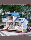 Muzyka LED Światła Miniaturowe Lalki Dom Prowansja Dollhouse DIY Kit Dom Drewniany Model Zabawka z Meble Urodziny Boże Narodzeni