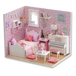 Dom dla lalek Meble Miniatura Diy Pył Pokrywa 3D Drewniany Domek Dla Lalek Zabawki na Boże Narodzenie-H015 Miniaturas