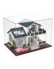 PYŁ POKRYWA Miniaturowy Domek Dla Lalek Prezenty Świąteczne Diy Puzzle zabawki Domek Dla Lalek Model Drewniane Meble Budynku