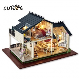 CUTEBEE Doll House Miniatura DIY Dollhouse W Meble Drewniany Dom Zabawki Dla Dzieci Prezent Urodzinowy PROWANSJA A032