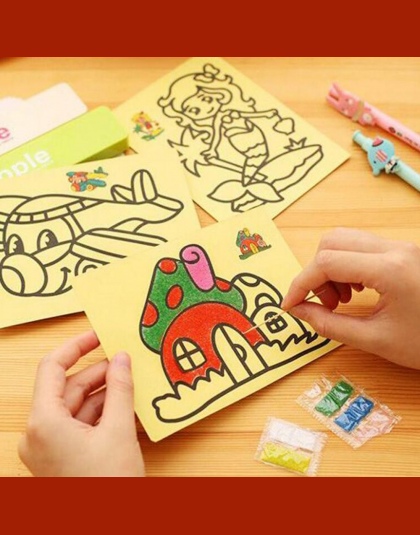 5 sztuk/partia Dzieci DIY Kolor Piasku Malarstwo Art Kreatywny Rysunek Zabawki Piasek Papier Rzemiosło Artystyczne Zabawki dla D