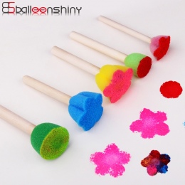 BalleenShiny 5 sztuk Kreatywny Gąbka Szczotka Dzieci Art DIY Malowanie Narzędzia Dziecko Śmieszne Wzór Kwiatowy Kolorowe Rysunek