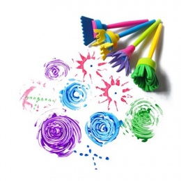 4 sztuk/zestaw Obrócić Wirowania Gąbka Gąbki Farby Rysunek Zabawki Dla Dzieci DIY Flower Graffiti Art Supplies Szczotki Malarstw
