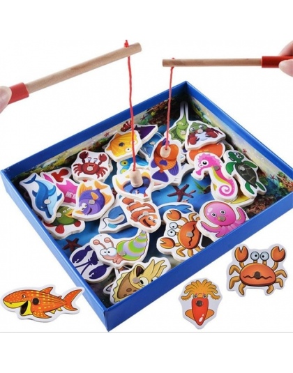 Zabawki Edukacyjne dla dzieci 32 Sztuk Zestaw Ryb Gry Edukacyjne Drewniane zabawki Magnetyczne Zabawki Rybackich Połowów Ryb Zab