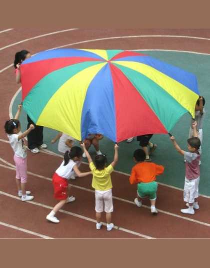 Dia 2 m Rainbow Parasol Spadochron Zabawki Dziecko Kid Sport Odkryty Rozwoju Zabawki Jump-worek Ballute Grać Spadochron 8 branso