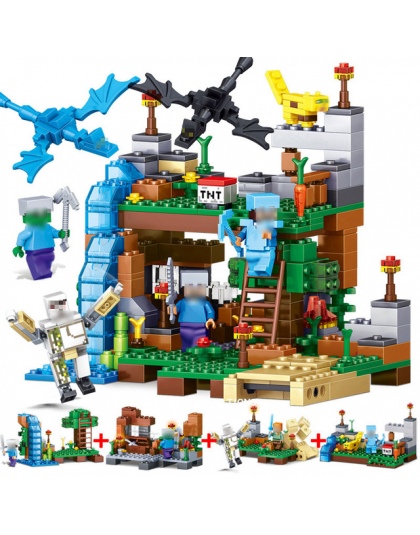 378 sztuk 4 w 1 Minecrafted Building Blocks Kompatybilny Legoed miasta Figurki Smoka Cegły Ustawić Zabawki Edukacyjne dla Dzieci