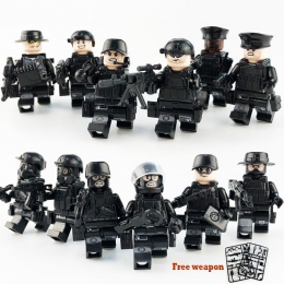 12 sztuk/zestaw Wojskowe Siły Specjalne Żołnierze Cegły Figurki Pistolety Broni Kompatybilny Legoings Uzbrojony SWAT Klocki Ww2 
