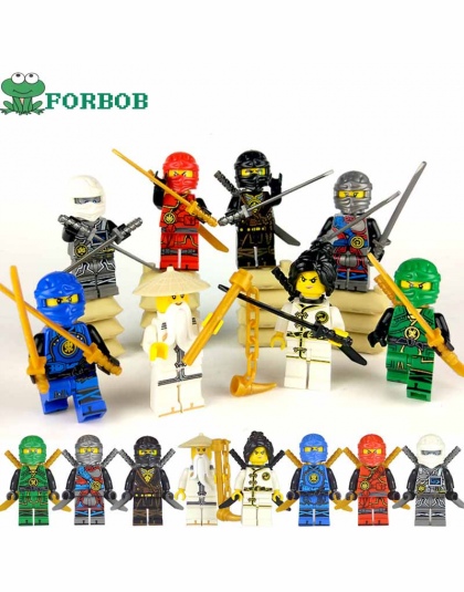 8 sztuk Kompatybilny Legoing Ninjago Figurki Klocki Zestaw 2018 Nowy Ninjago Mini Rysunek Lloyd Kai Zane Silah Pythor Party