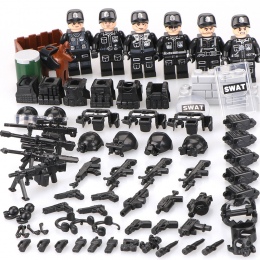 Klocki Lego Figurki Wojskowe SWAT City Policja Broń Pistolet Zestaw