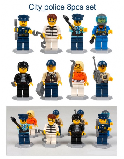 8 sztuk/partia Miasto Policja Inżynier Model Klocki Figurki zabawki zestaw 2018 Nowy Zawodów Osób modelu budynku zestawy z tworz