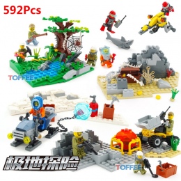 592 Sztuk Serii Podmorski Poszukiwania Kompatybilny Legoed Miasta Figury Oświecić BricksToys Dla Dzieci chłopca Prezent Urodzino