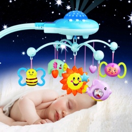 Dziecko Grzechotki Zabawki 0-12 Miesięcy Szopka Komórka Muzyczne Łóżko Dzwon Z Niebo Gwiazdy Grzechotki Projekcji Cartoon Wczesn