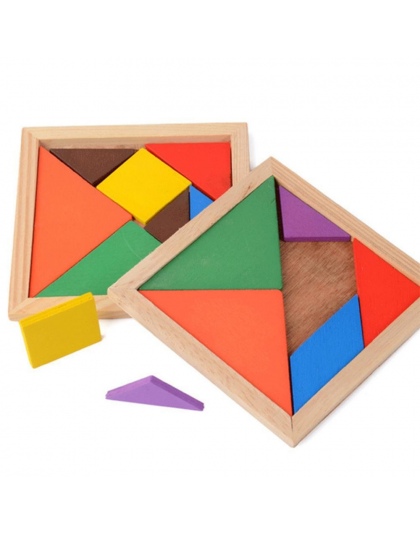 OCDAY Kolorowe Drewniane Puzzle Zabawki Sortowania Gniazdowania Kid Mózgu Szkolenia Psychiczne Rozwoju Tangram Zabawki Edukacyjn