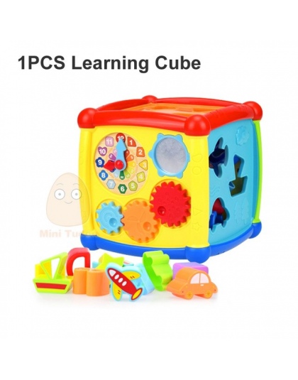 Dziecko Zabawki Wielofunkcyjne Nauki Cube Z Zegar Sortuj Geometryczne Bloki Układania Kubki Wczesne Edukacyjne Zabawki Dla Dziec