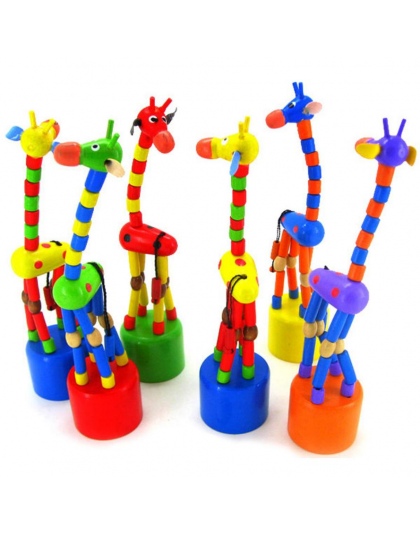 Dzieci Inteligencja Zabawki Taniec Kolorowe Stoiska Kołysania Żyrafa zabawki Drewniane juguetes de madera Levert dla ChildernDro