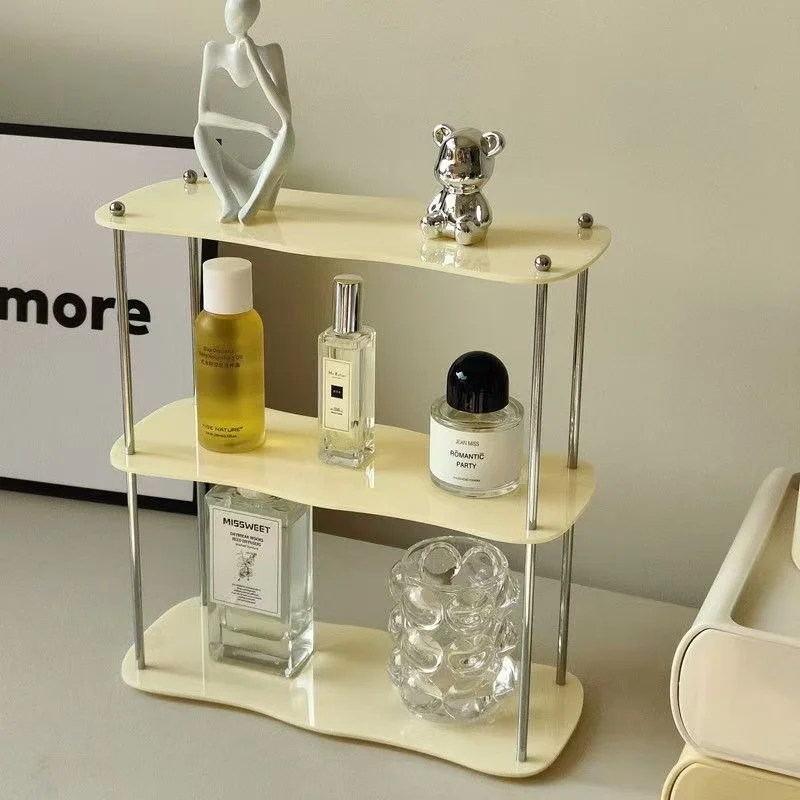Akrylowy regał na kosmetyki i perfumy 2-3 poziomy żółty