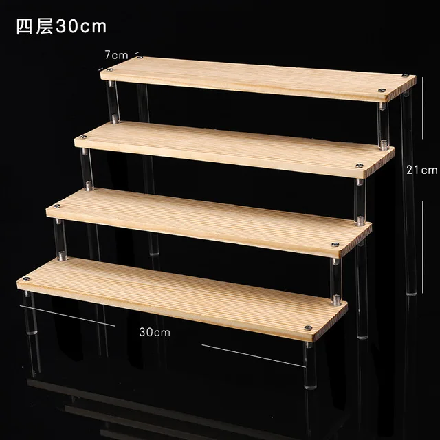 Akrylowy stojak ekspozycyjny wielopoziomowy na figurki i perfumy 4 tier 30x7cm