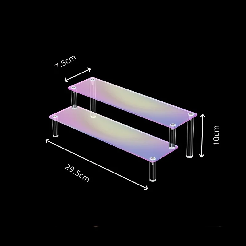 Akrylowy stojak ekspozycyjny wielopoziomowy przezroczysty 2 floor colorful30cm