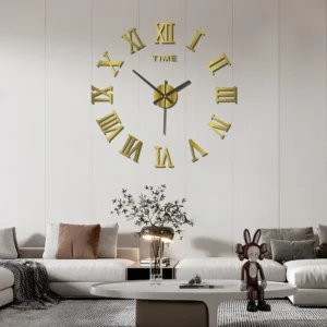 Akrylowy zegar ścienny 3D z cyframi rzymskimi - lustrzany Czarny
