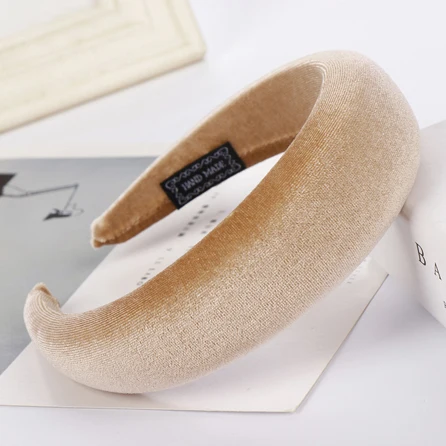 Aksamitna opaska do włosów retro dla kobiet 4 cm Khaki