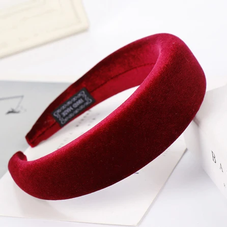 Aksamitna opaska do włosów retro dla kobiet 4 cm Bordowy