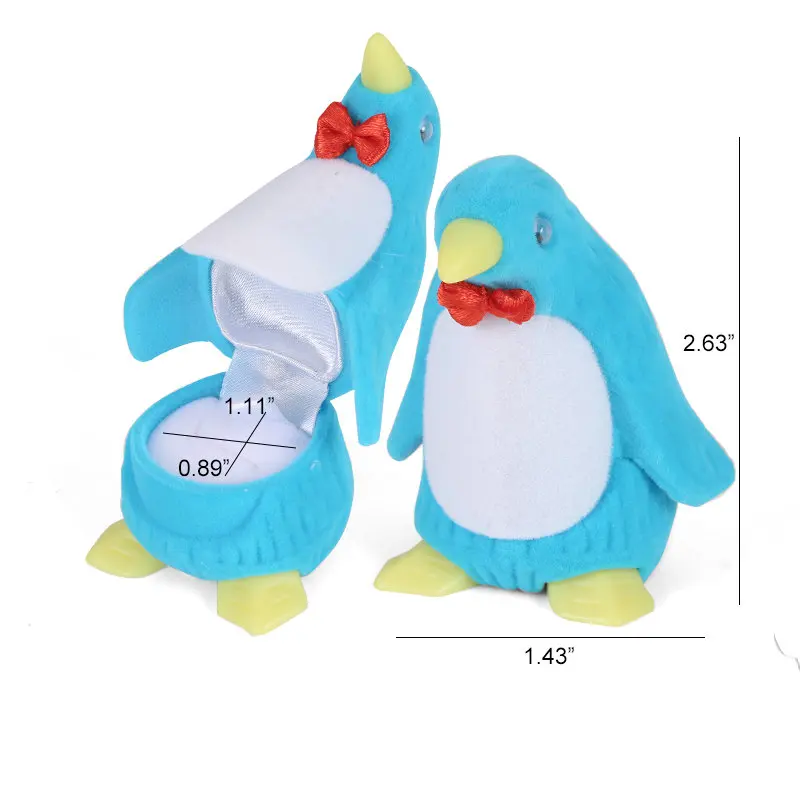 Aksamitne pudełko na pierścionek w kształcie zwierzątka Penguin 2