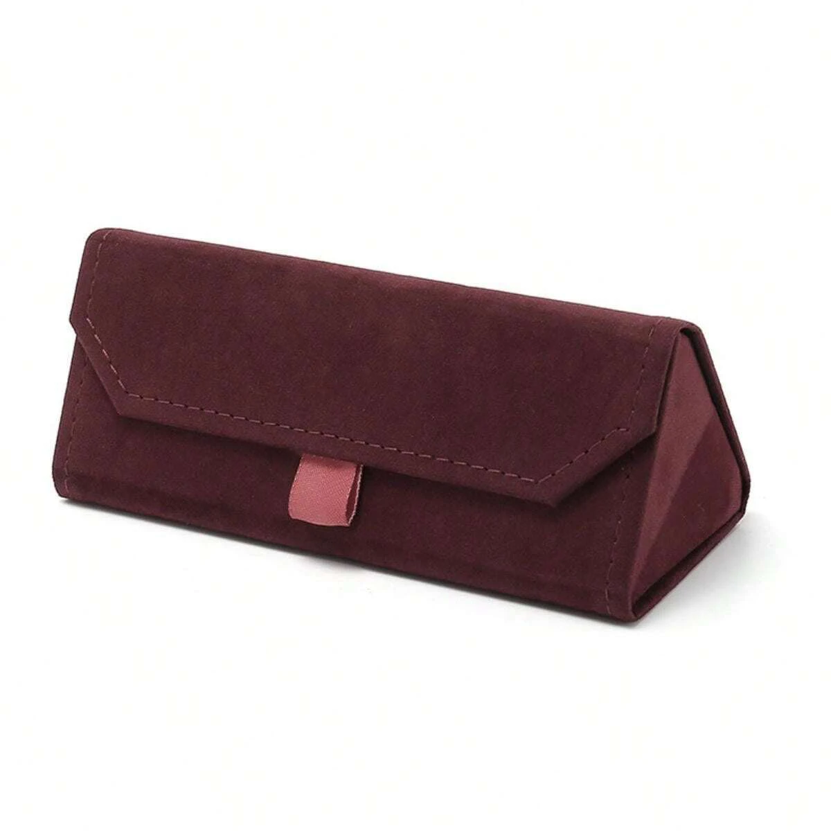 Aksamitne trójkątne etui na okulary – elegancka składana skorupka Czerwony
