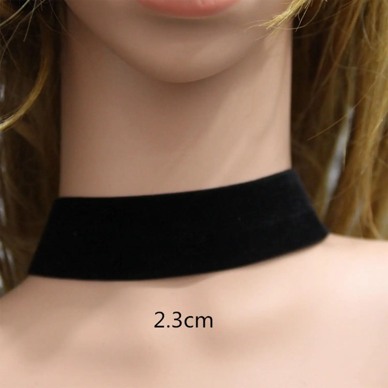 Aksamitny choker w stylu gotyckim dla kobiet Wide 2.