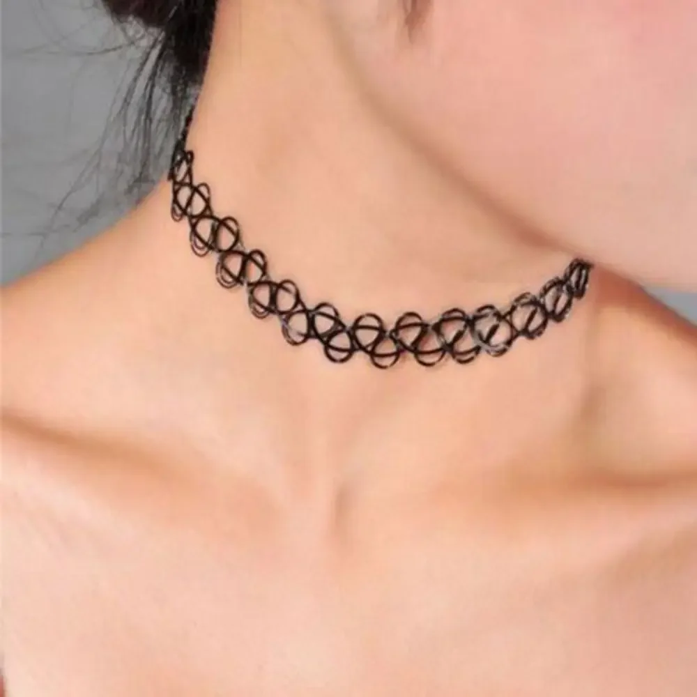 Aksamitny choker gotycki, czarny naszyjnik na szyję Style 1