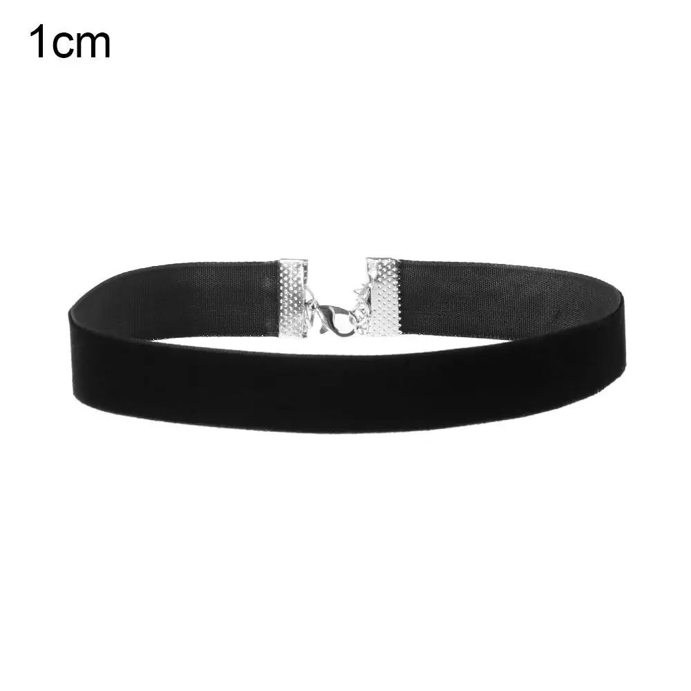Aksamitny choker z szeroką wstążką w stylu retro i gothic 1cm