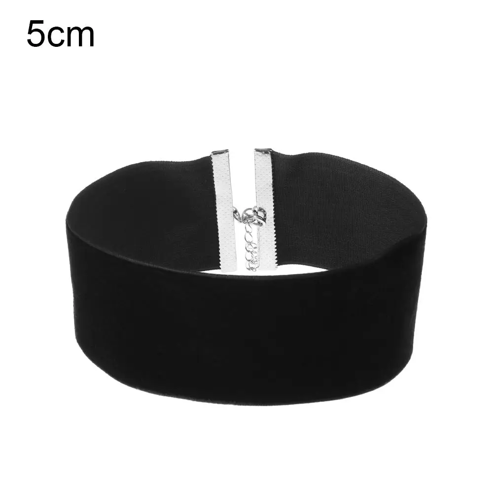 Aksamitny choker z szeroką wstążką w stylu retro i gothic 5cm