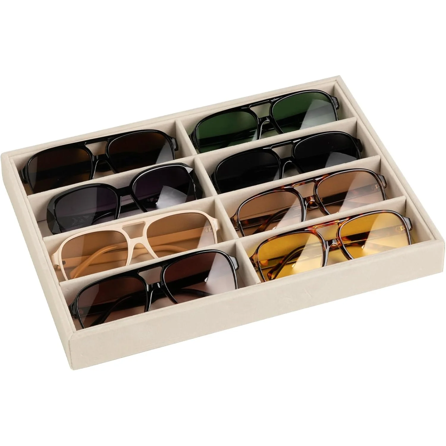 Aksamitny organizer na okulary, biżuterię i zegarki z przegródkami (8 squares)