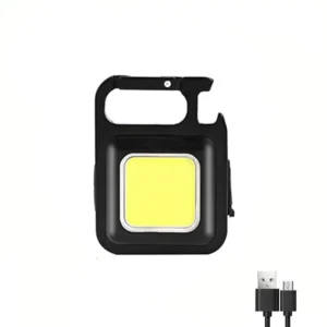 Akumulatorowa latarka LED COB z brelokiem i magnesem — lampa awaryjna Biały