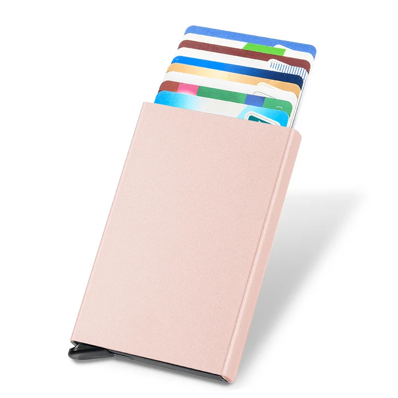 Aluminiowe etui na karty z blokadą RFID – automatyczny wysuw Biały