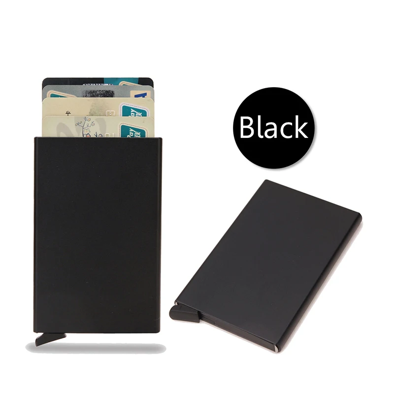 Aluminiowe etui na karty RFID slim - minimalistyczny portfel Czarny