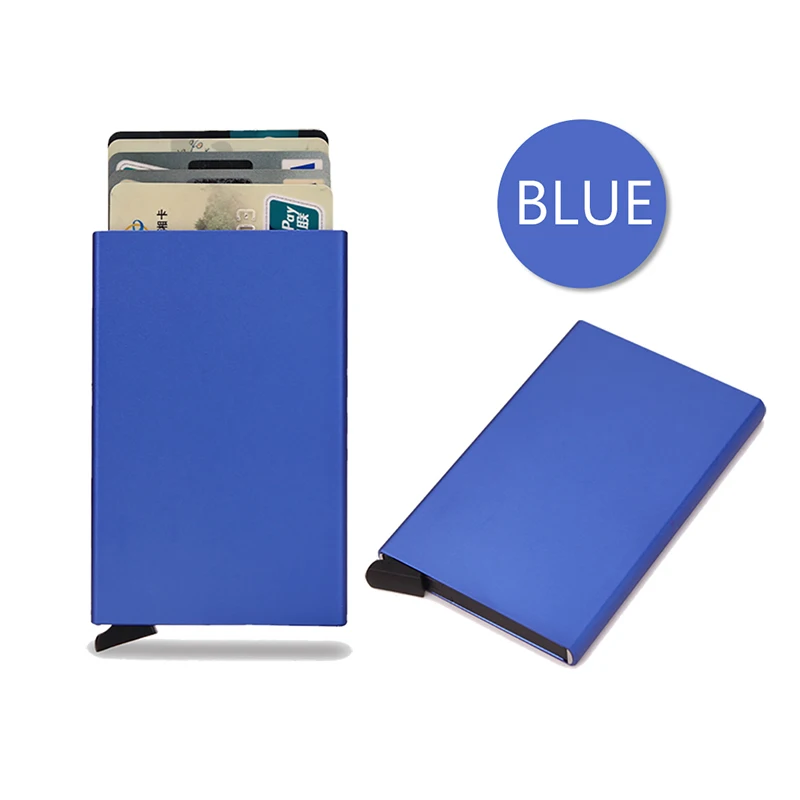 Aluminiowe etui na karty RFID slim - minimalistyczny portfel Niebieski