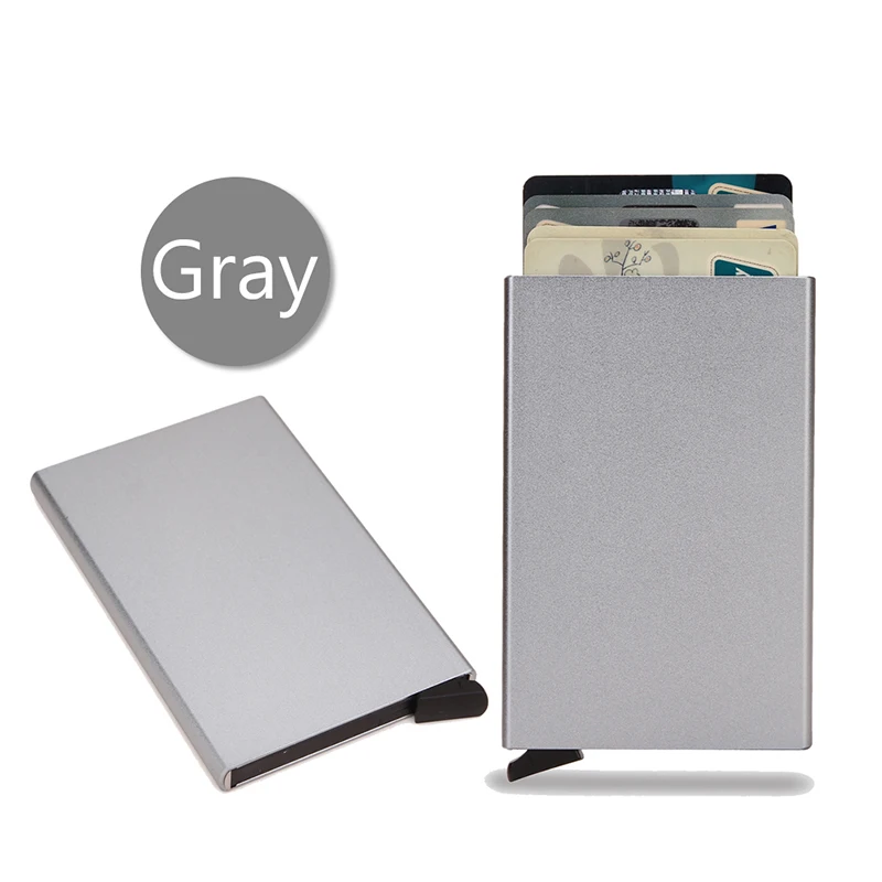 Aluminiowe etui na karty RFID slim - minimalistyczny portfel Szary