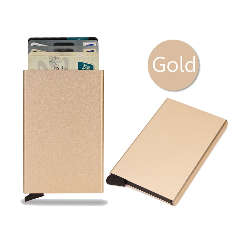 Aluminiowe etui na karty RFID slim - minimalistyczny portfel Złoto