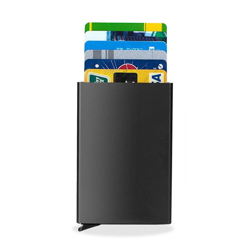 Aluminiowe etui na karty z ochroną RFID Czarny