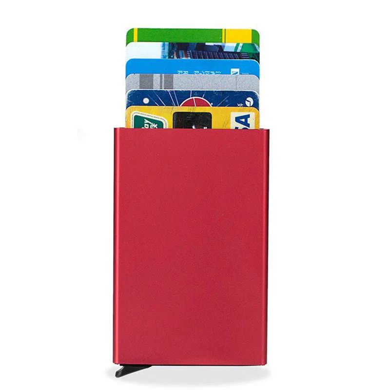 Aluminiowe etui na karty z ochroną RFID Czerwony